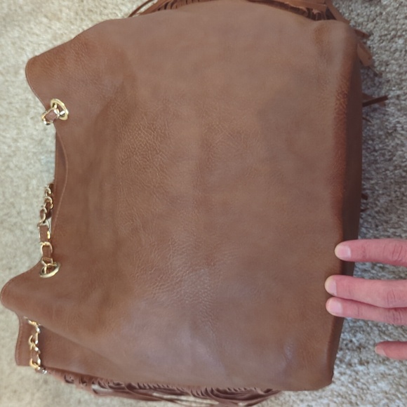 Brown Fringe Leather Tote Bag (M/L) - Picture 13 of 13